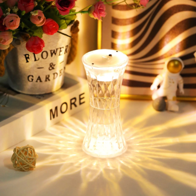 Elegant Crystal Glass LED Night Lamp for Bedroom, Living Room, Home Décor & Romantic Lighting